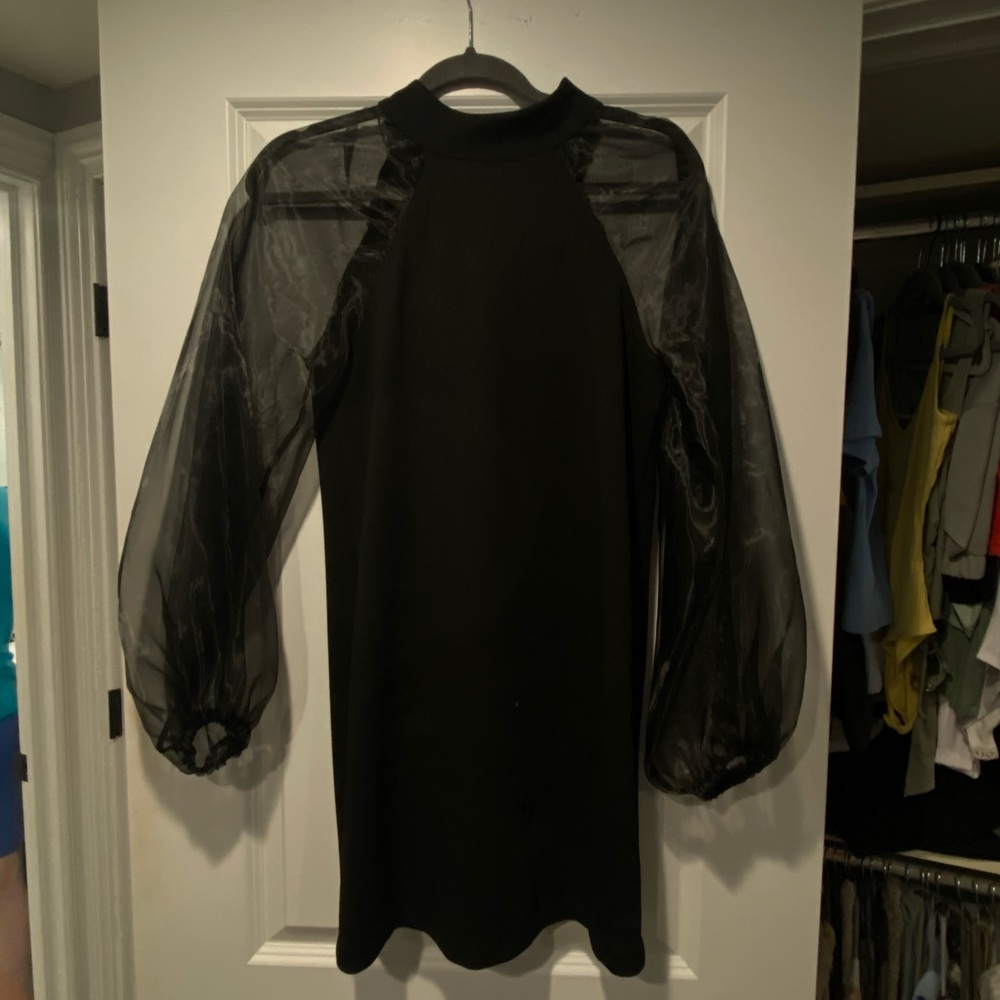 Black Zara sheer sleeve dress
